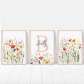 Load image into Gallery viewer, Personalised Wildflower Nursery Prints | Set of 3 | Botanical Floral Decor for Girls' Room - RoseRowanDesign -