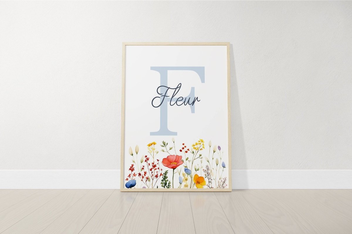 Personalised Wildflower Nursery Prints | Set of 3 | Botanical Floral Decor for Girls' Room - RoseRowanDesign -
