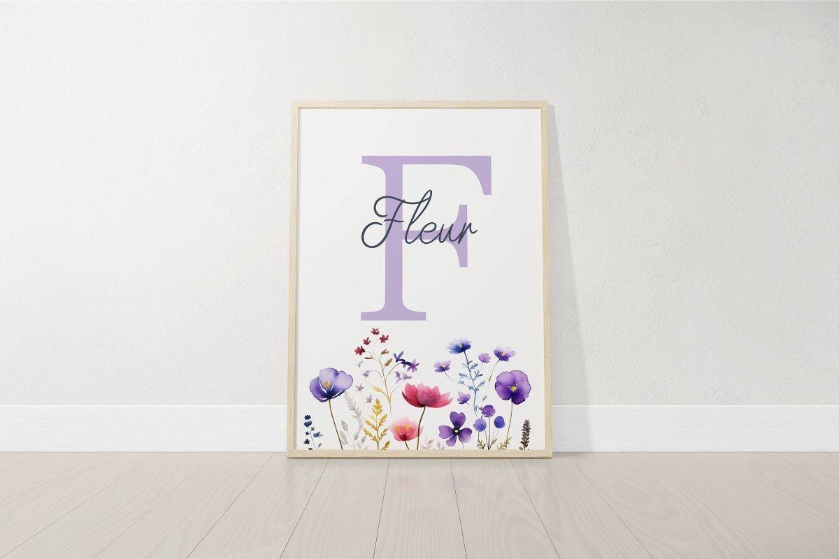 Personalised Wildflower Nursery Prints | Set of 3 | Custom Initials - RoseRowanDesign -