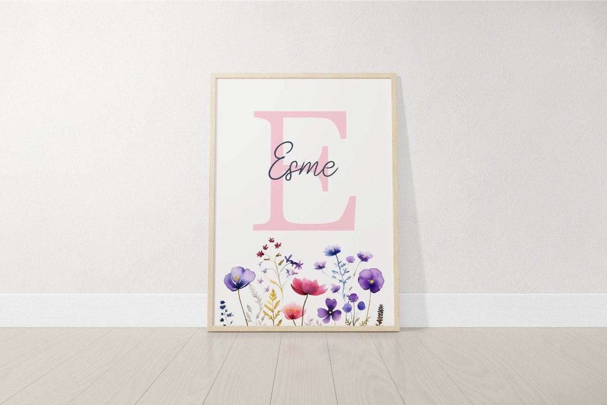 Personalised Wildflower Nursery Prints | Set of 3 | Custom Initials - RoseRowanDesign -