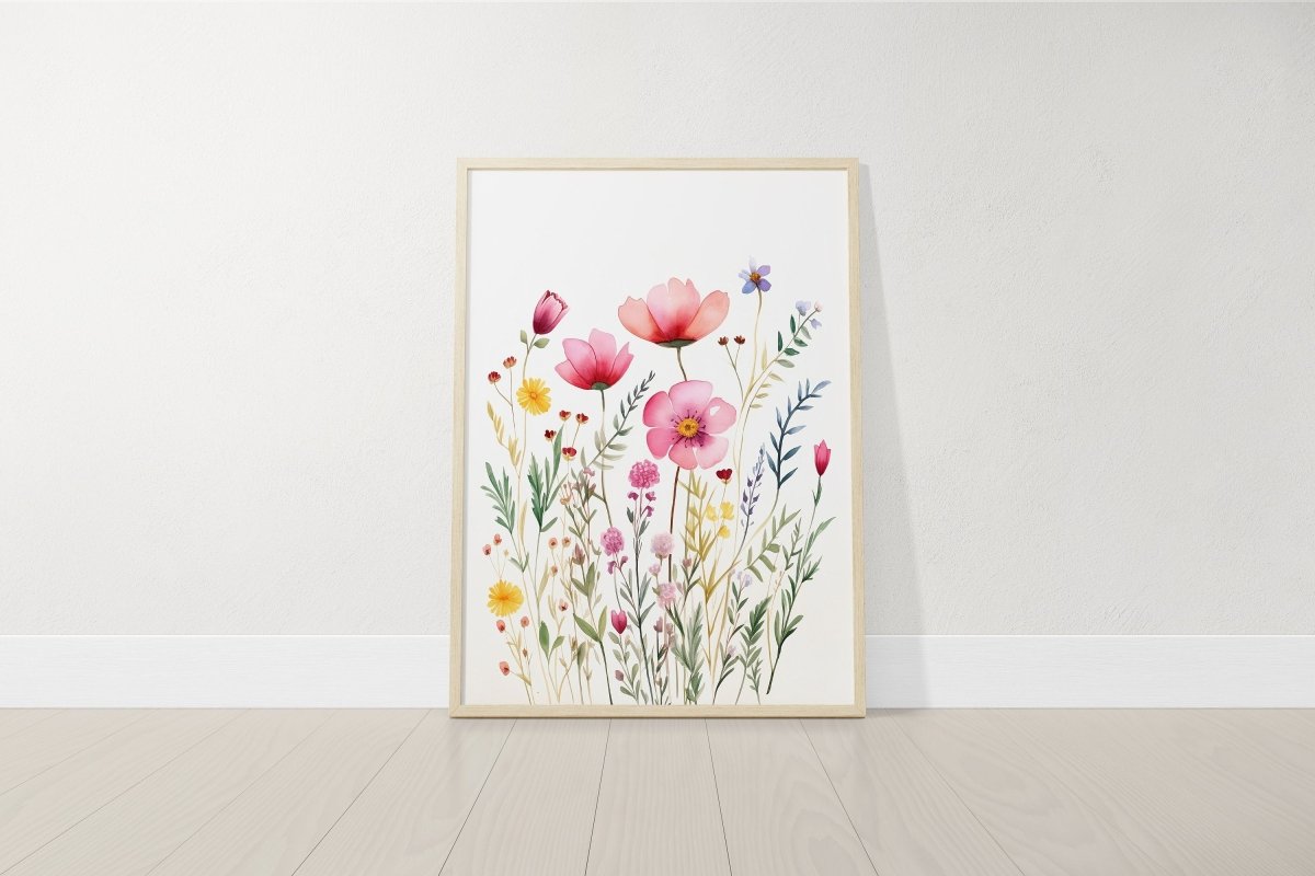 Personalised Wildflower Nursery Prints | Set of 3 | Pink Floral & Initial Decor for Girls Room - RoseRowanDesign -