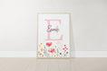 Load image into Gallery viewer, Personalised Wildflower Nursery Prints | Set of 3 | Pink Floral & Initial Decor for Girls Room - RoseRowanDesign -