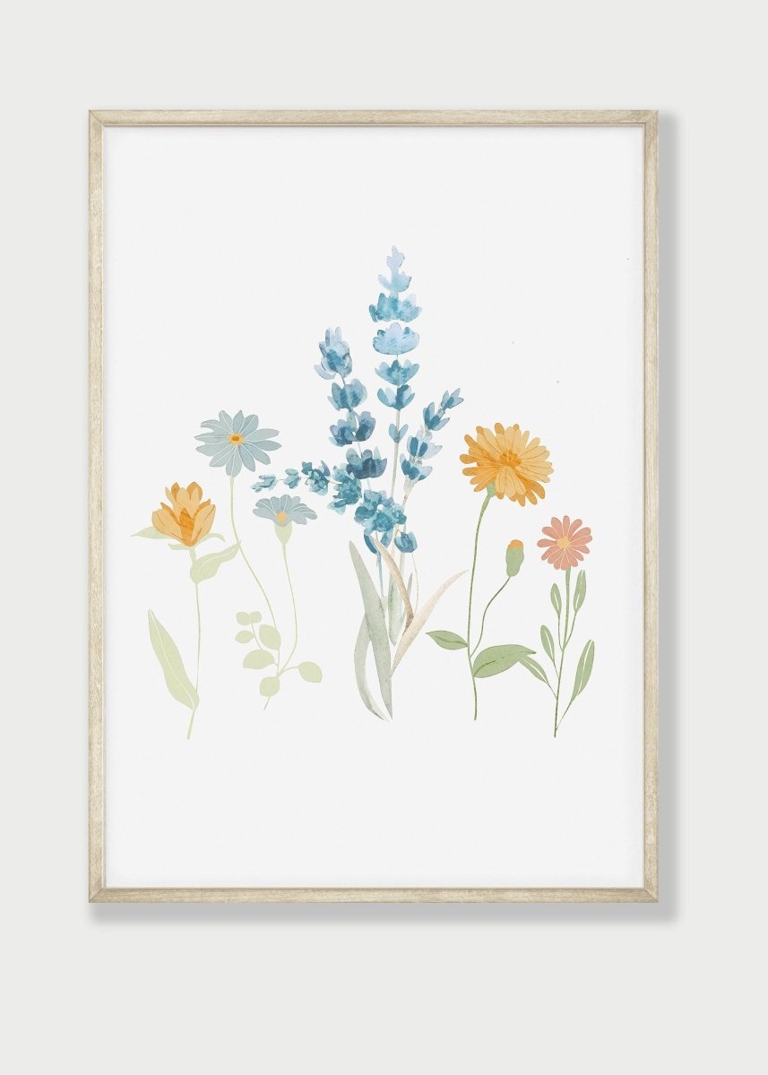 Personalised Wildflower Prints | Set of 3 Floral Nursery Art | Boho Baby Girls Decor - RoseRowanDesign - Wall Art