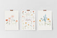 Load image into Gallery viewer, Personalised Wildflower Prints | Set of 3 Floral Nursery Art | Boho Baby Girls Decor - RoseRowanDesign - Wall Art