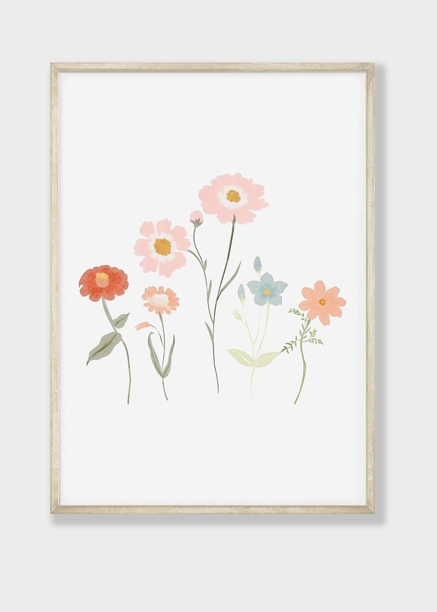 Personalised Wildflower Prints | Set of 3 Floral Nursery Art | Boho Baby Girls Decor - RoseRowanDesign - Wall Art