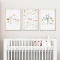 Load image into Gallery viewer, Personalised Wildflower Prints | Set of 3 Floral Nursery Art | Boho Baby Girls Decor - RoseRowanDesign - Wall Art