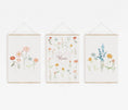 Load image into Gallery viewer, Personalised Wildflower Prints | Set of 3 Floral Nursery Art | Boho Baby Girls Decor - RoseRowanDesign - Wall Art