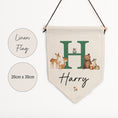 Load image into Gallery viewer, Personalised Woodland Animal Name Pennant | Kids Room Banner & Nursery Wall Flag - RoseRowanDesign -
