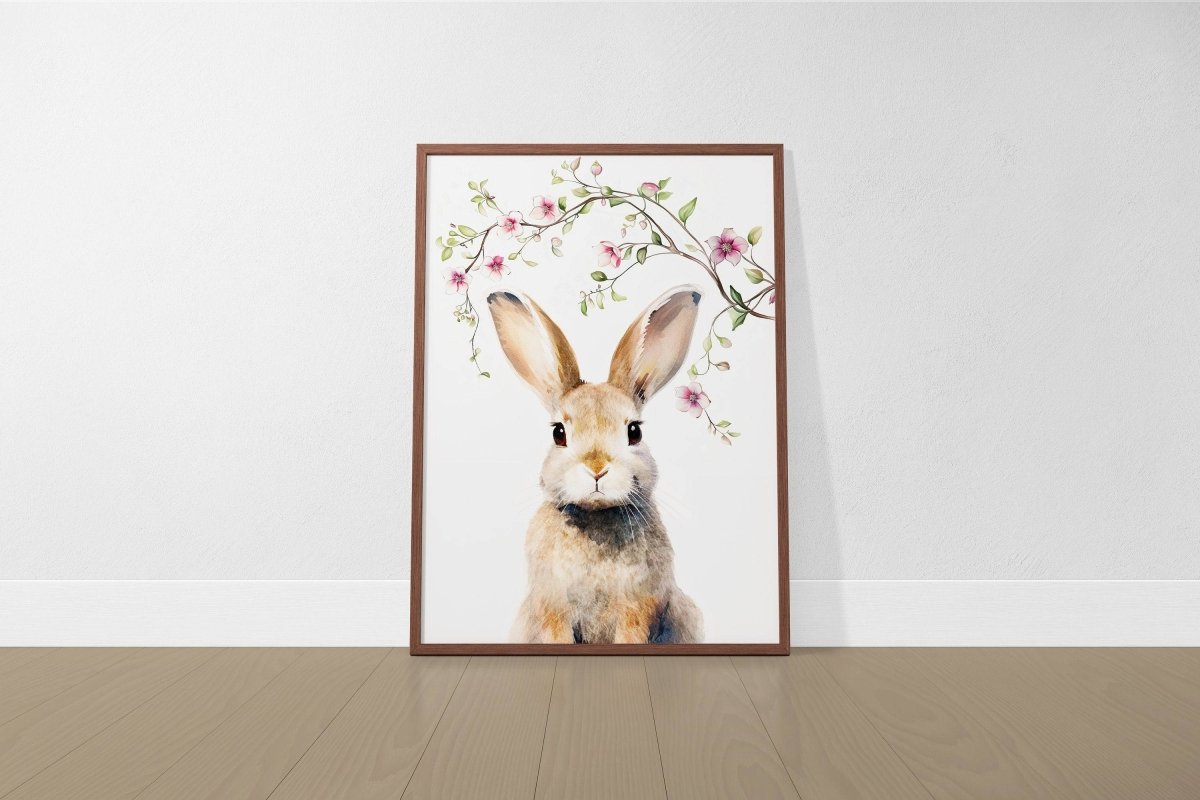 Personalised Woodland Animal Nursery Prints | Set of 3 | Pink Blossom Decor for Girls - RoseRowanDesign - Wall Art