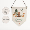 Load image into Gallery viewer, Personalised Woodland Animals Name Pennant | Kids Room Banner & Nursery Wall Sign - RoseRowanDesign -