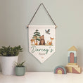 Load image into Gallery viewer, Personalised Woodland Animals Name Pennant | Kids Room Banner & Nursery Wall Sign - RoseRowanDesign -