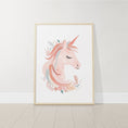 Load image into Gallery viewer, Pink Boho Unicorn Nursery Wall Art | Set of 3 | Girls' Bedroom and Playroom Decor - RoseRowanDesign -