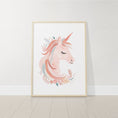 Load image into Gallery viewer, Pink Boho Unicorn Nursery Wall Art | Set of 3 | Girls' Bedroom and Playroom Decor - RoseRowanDesign -