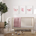 Load image into Gallery viewer, Pink Butterfly Nursery Wall Art | Set of 3 | Girly Bedroom Prints for Baby Girls' Room - RoseRowanDesign -