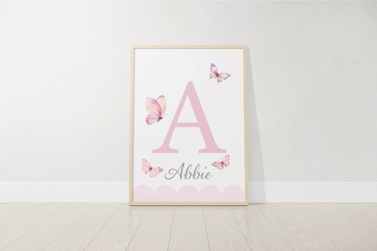 Pink Butterfly Personalised Nursery Prints | Set of 3 | Decor for Baby Girls' Room - RoseRowanDesign -