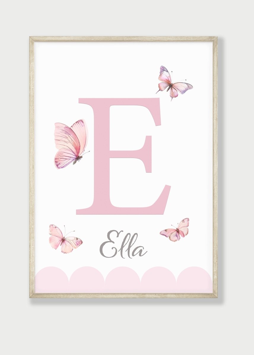 Pink Butterfly Personalised Nursery Prints | Set of 3 | Decor for Baby Girls' Room - RoseRowanDesign -
