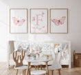 Load image into Gallery viewer, Pink Butterfly Personalised Nursery Prints | Set of 3 | Decor for Baby Girls' Room - RoseRowanDesign -