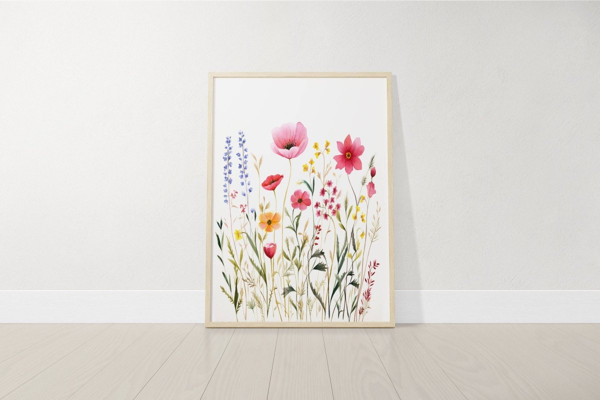 Pink Wildflower Nursery Prints | Set of 3 | Floral Decor for Baby Girls' Room - RoseRowanDesign -