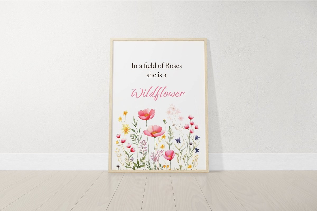 Pink Wildflower Nursery Prints | Set of 3 | Floral Decor for Baby Girls' Room - RoseRowanDesign -