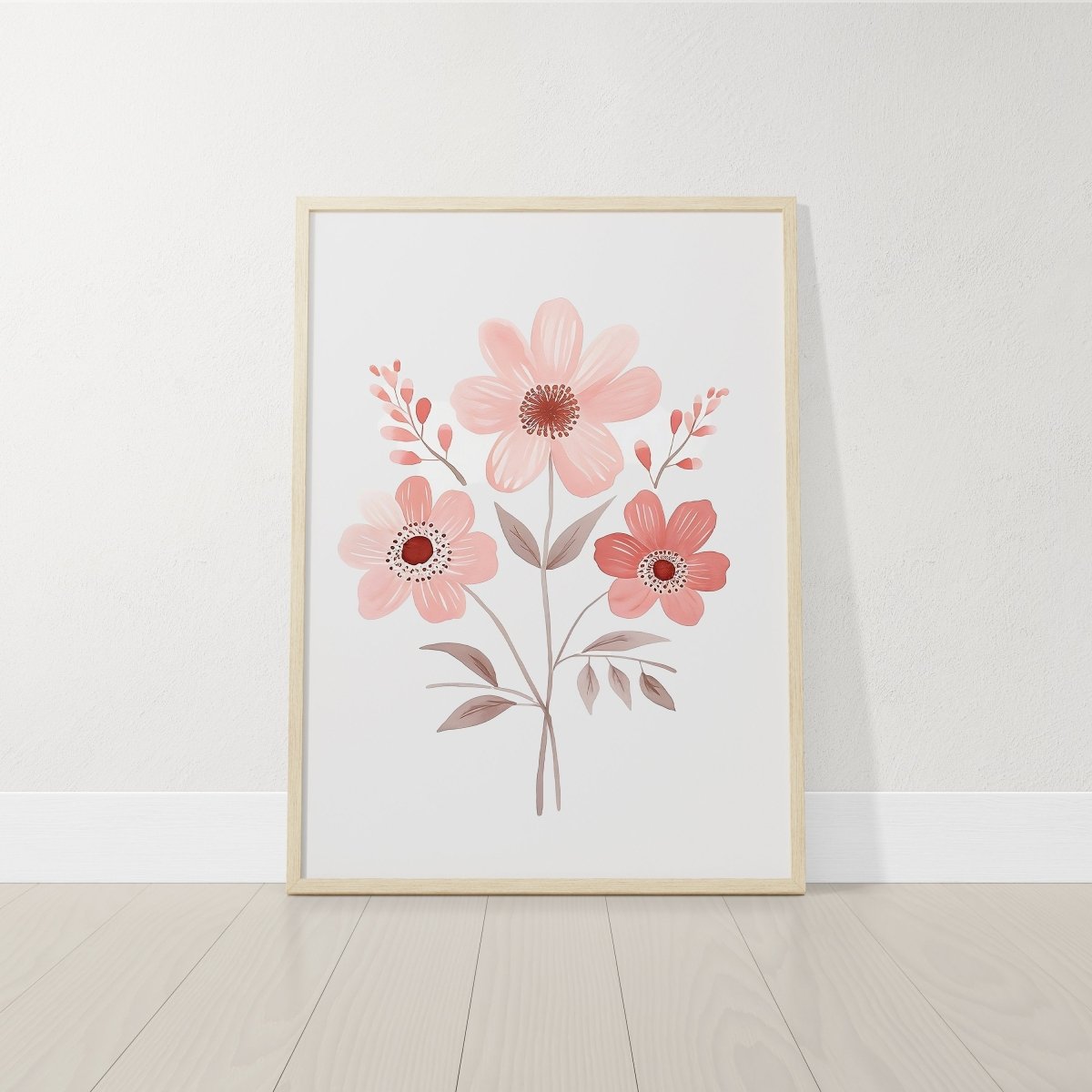 Pink Wildflower Nursery Wall Art | Set of 3 | Floral Decor for Baby Girls' Room - RoseRowanDesign -