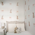 Load image into Gallery viewer, Premium Fabric Nursery Wall Stickers - Bunnies and Bows - RoseRowanDesign -