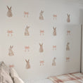 Load image into Gallery viewer, Premium Fabric Nursery Wall Stickers - Bunnies and Bows - RoseRowanDesign -