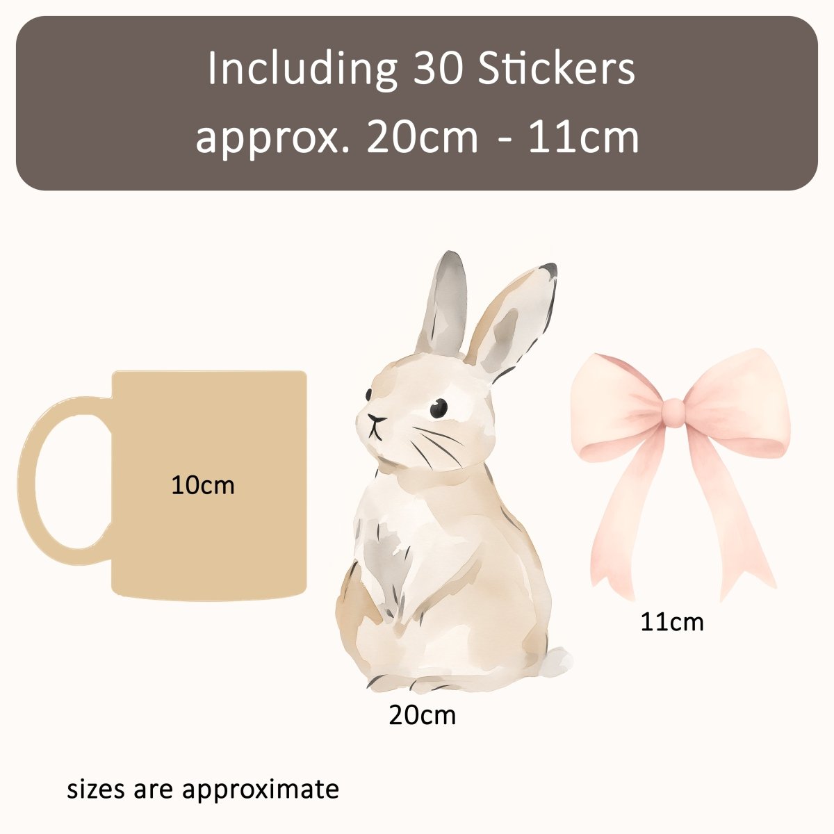 Premium Fabric Nursery Wall Stickers - Bunnies and Bows - RoseRowanDesign -