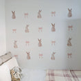 Load image into Gallery viewer, Premium Fabric Nursery Wall Stickers - Bunnies and Bows - RoseRowanDesign -