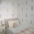 Load image into Gallery viewer, Premium Fabric Nursery Wall Stickers - Bunnies and Bows - RoseRowanDesign -