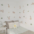 Load image into Gallery viewer, Premium Fabric Nursery Wall Stickers - Bunnies and Daisies - RoseRowanDesign -