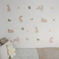 Load image into Gallery viewer, Premium Fabric Nursery Wall Stickers - Bunnies and Daisies - RoseRowanDesign -