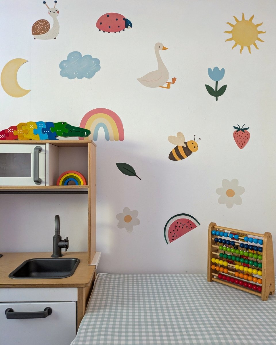 Premium Fabric Nursery Wall Stickers - Cute Whimsical Scandi Decals - RoseRowanDesign -