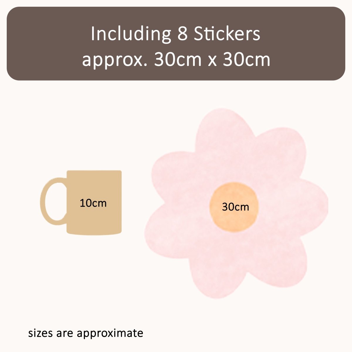 Premium Fabric Nursery Wall Stickers - Daisies - LARGE - Pink & Beige - RoseRowanDesign -