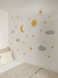 Load image into Gallery viewer, Premium Fabric Nursery Wall Stickers - Moon Stars & Sun - RoseRowanDesign -