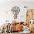 Load image into Gallery viewer, Premium Fabric Nursery Wall Stickers - Personalised Hot Air Balloon - 8 Colours Available - RoseRowanDesign -