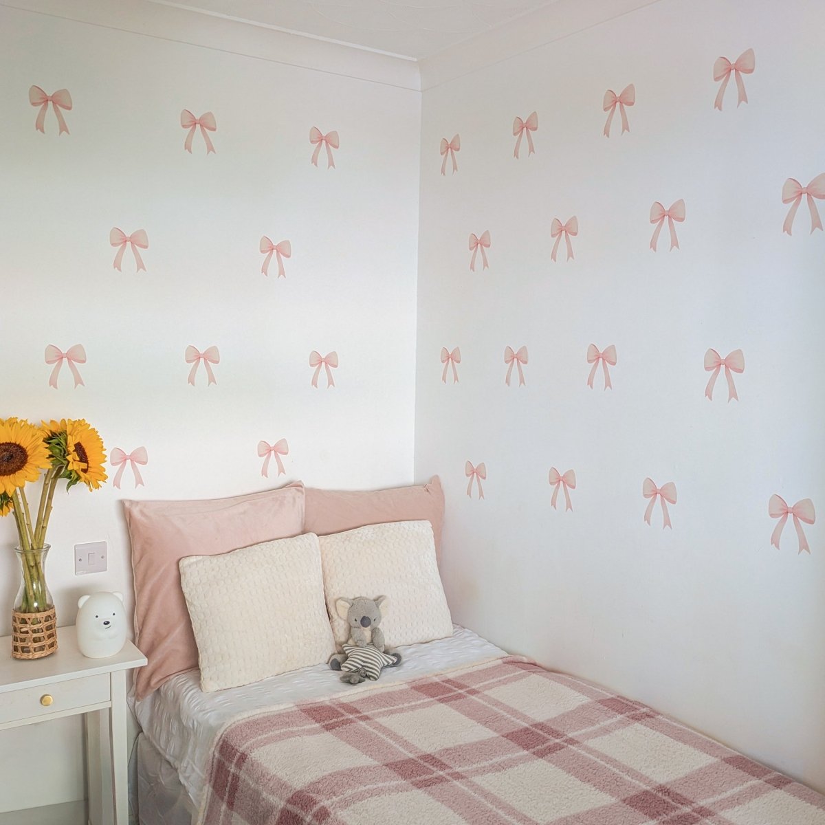 Premium Fabric Nursery Wall Stickers - Pink Bows - RoseRowanDesign -