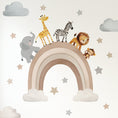 Load image into Gallery viewer, Premium Fabric Nursery Wall Stickers - Rainbow Safari Animals - 8 Colours Available - RoseRowanDesign -