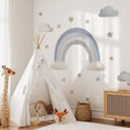 Load image into Gallery viewer, Premium Fabric Nursery Wall Stickers - Rainbow Stars and Clouds - 8 Colours Available - RoseRowanDesign -
