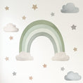 Load image into Gallery viewer, Premium Fabric Nursery Wall Stickers - Rainbow Stars and Clouds - 8 Colours Available - RoseRowanDesign -