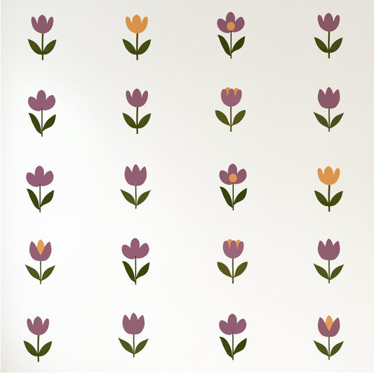 Premium Fabric Nursery Wall Stickers - Retro Flowers - RoseRowanDesign -