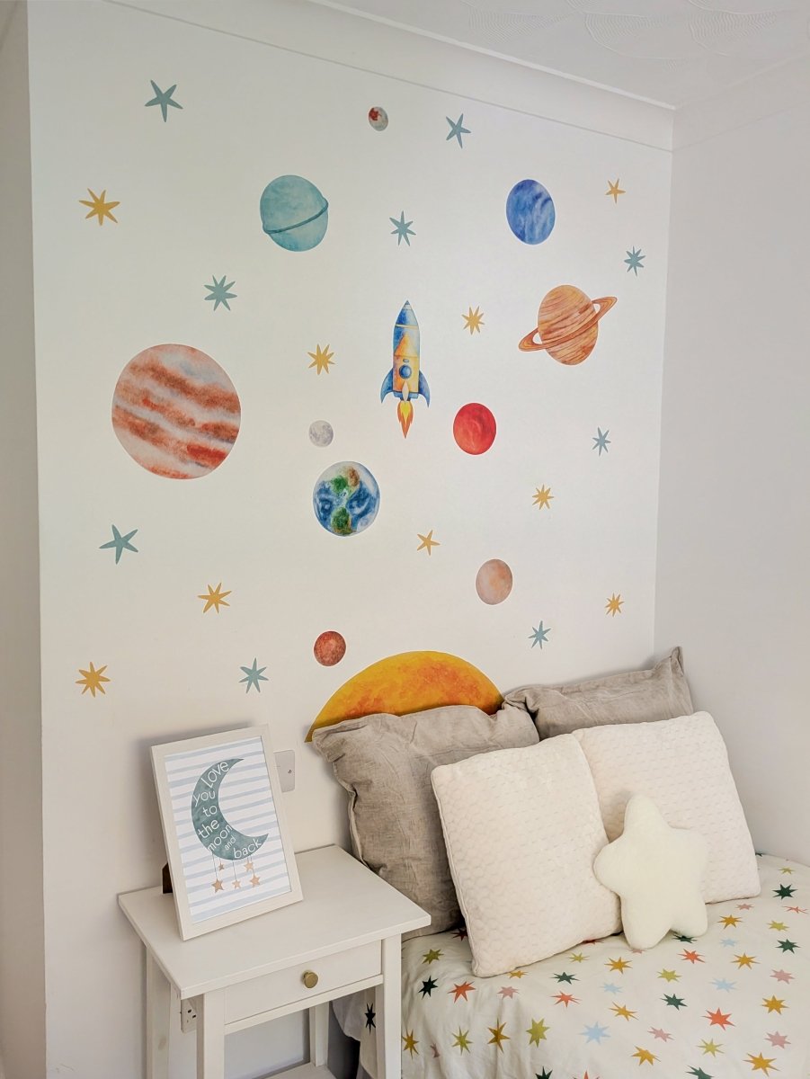 Premium Fabric Nursery Wall Stickers - Solar System - RoseRowanDesign -