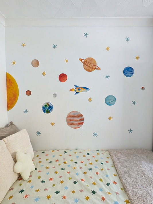 Premium Fabric Nursery Wall Stickers - Solar System - RoseRowanDesign -