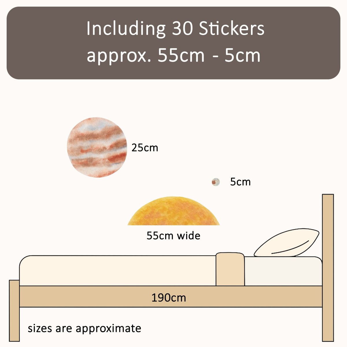 Premium Fabric Nursery Wall Stickers - Solar System - RoseRowanDesign -