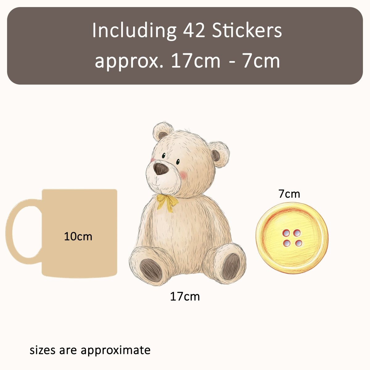 Premium Fabric Nursery Wall Stickers - Teddies and Buttons - RoseRowanDesign -