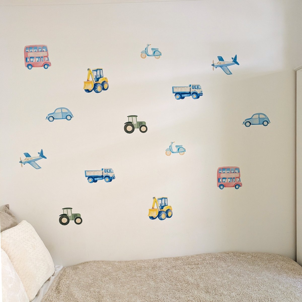 Premium Fabric Nursery Wall Stickers - Transport Vehicles - RoseRowanDesign -