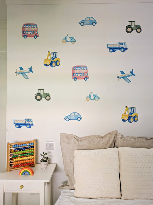 Premium Fabric Nursery Wall Stickers - Transport Vehicles - RoseRowanDesign -