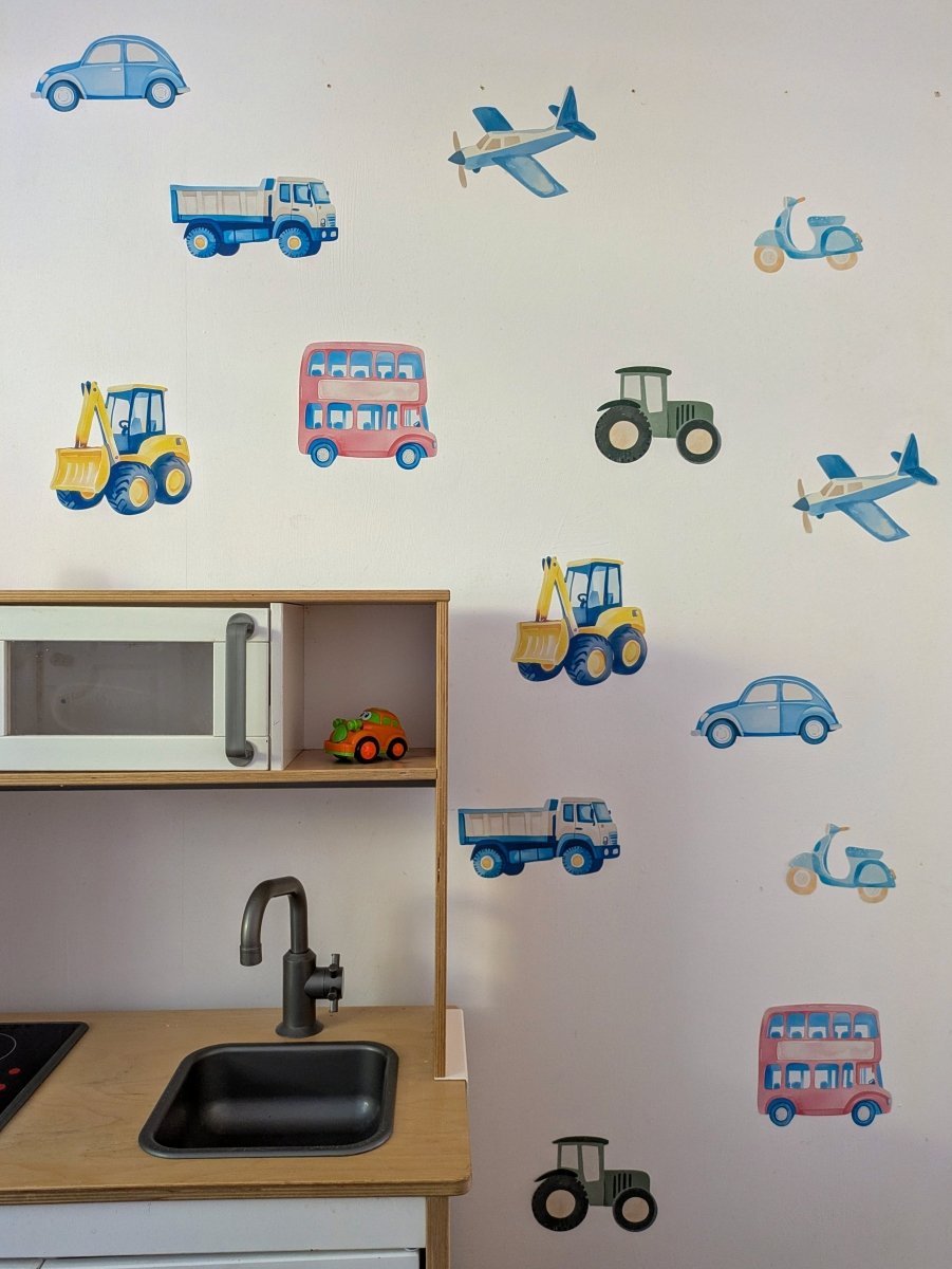 Premium Fabric Nursery Wall Stickers - Transport Vehicles - RoseRowanDesign -