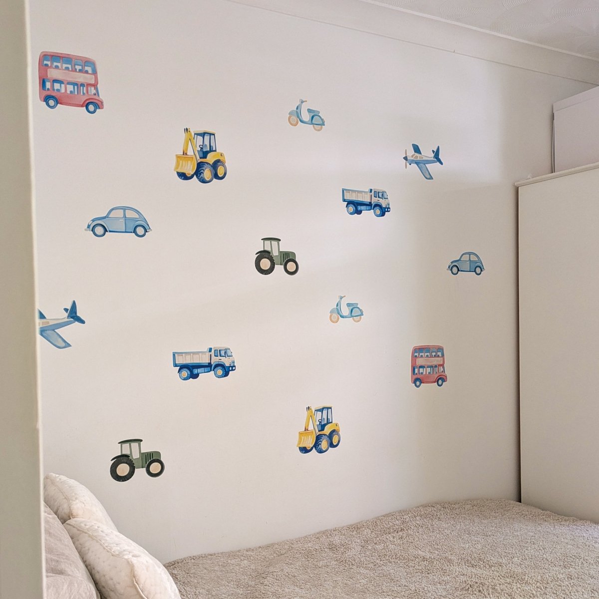 Premium Fabric Nursery Wall Stickers - Transport Vehicles - RoseRowanDesign -