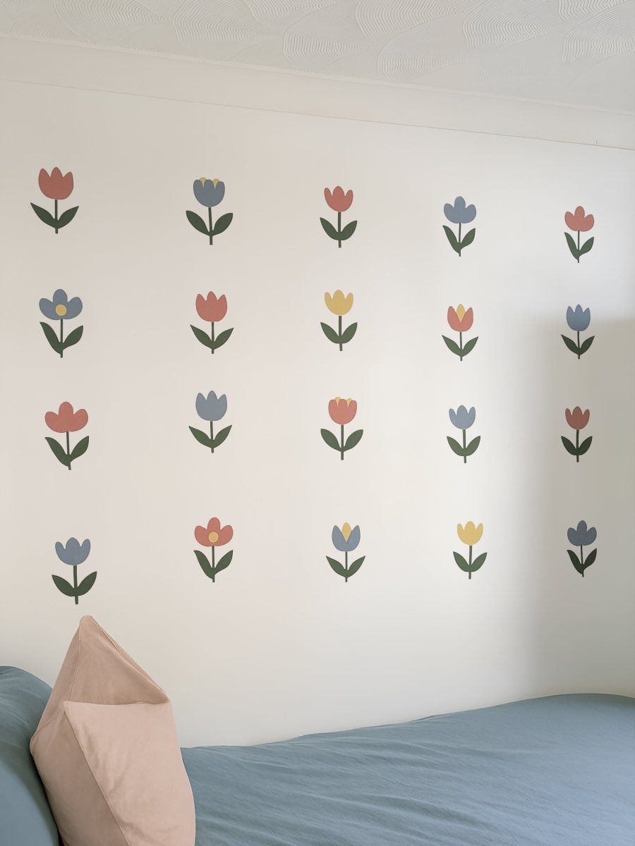 Premium Fabric Nursery Wall Stickers - Tulips Flowers - RoseRowanDesign -