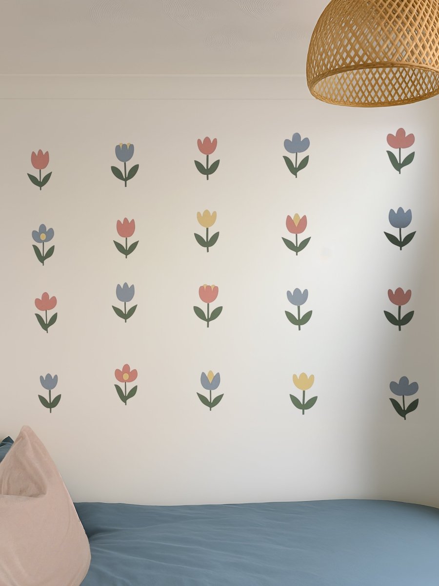 Premium Fabric Nursery Wall Stickers - Tulips Flowers - RoseRowanDesign -